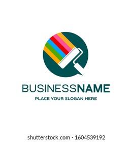 Painting vector logo template with multiple colors.