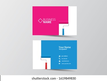 painting a wall business card. paint roller visiting card template two sides
