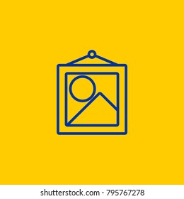 Painting or wall decoration pictures blue line icon on yellow background