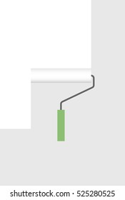painting wall white with roller vector illustration in flat design