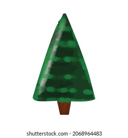 painting watercolor digital for christmas tree. new years 2022