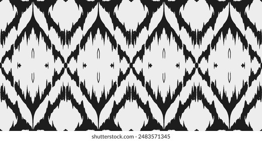 Painting White black ikat asia silk , Ornamental ogee endless ornament seamless trendy endless pattern illustration stripe vector print ethnicity botanical fashion colorful drawing beautiful textile 
