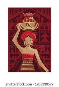 painting of women in a primitive art style for offices and homes.