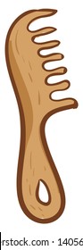 Painting of a wooden hair comb with spacious bristles 