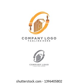 painting wooden houses logo vector icon ilustration