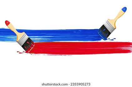 Painting work colorful paint line with brush, illustration for artwork background.