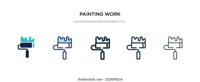 painting work icon in different style vector illustration. two colored and black painting work vector icons designed in filled, outline, line and stroke style can be used for web, mobile, ui