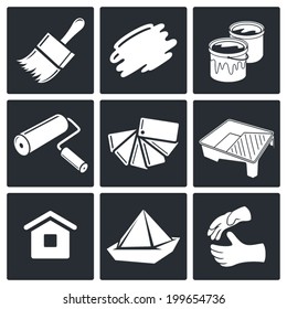 Painting work icon set