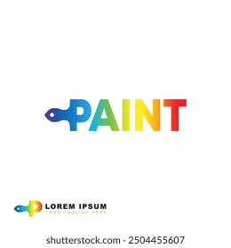 Painting work logo paint roller brush design with colourful paint