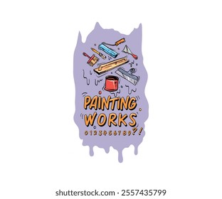 Painting works announcement. Creative advertisement template, vector illustration.