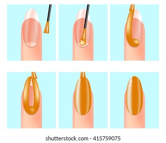 Painting your nails - instructions . Nail Painting Tips. Manicure scheme. Tutorial for how to do a traditional manicure. Manicure  instructions