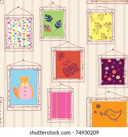 Paintings funny seamless pattern on the wall