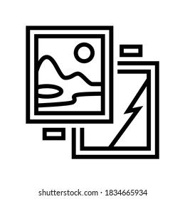 paintings museum exhibit line icon vector. paintings museum exhibit sign. isolated contour symbol black illustration