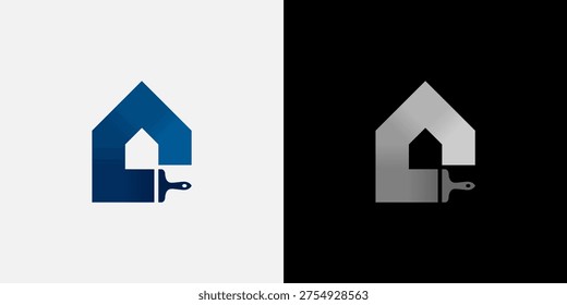 Paintong logo design. Simple, modern and professional house painting logo template. Abstract house pain vector symbol. Colorful paint vector illustration.