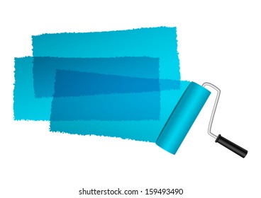 Paint-roller with blue paint