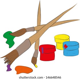 paints and brushes