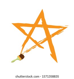 paints and brushes   star. vector illustrations  white backgrounds