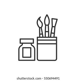 Paints and brushes. tools for drawing.