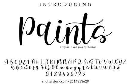 Paints Font Stylish brush painted an uppercase vector letters, alphabet, typeface