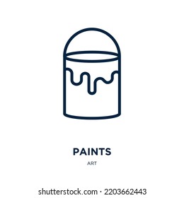 paints icon from art collection. Thin linear paints, paint, equipment outline icon isolated on white background. Line vector paints sign, symbol for web and mobile