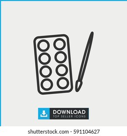 paints icon. Simple outline paints vector icon. On white background.