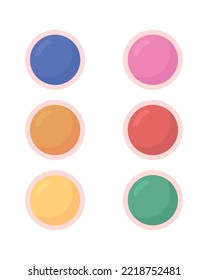 Paints semi flat color vector objects set. Drawing supplies. Editable elements. Full sized items on white. Simple cartoon style illustrations collection for web graphic design and animation