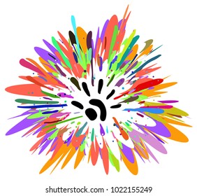 Paints splash hand mark symbol, vector illustration, horizontal, isolated