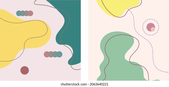 Pair of abstract art backgrounds drawn in subtle baby colors. Elegant, simple and minimalist style. Light sensible. Wallpaper, pattern, for magazine or business card.