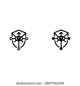 Pair of abstract geometric symbols with arrows pointing in opposite directions abstract opposite