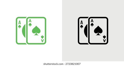 A pair of ace of spades cards presented in green and black color schemes.