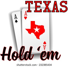 Pair Of Aces As Texas Hold Em Winning Poker Hand Cards