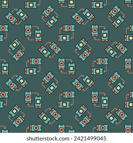 A pair of AI Smartphones vector Artificial Intelligence in Phones concept colored Seamless Pattern