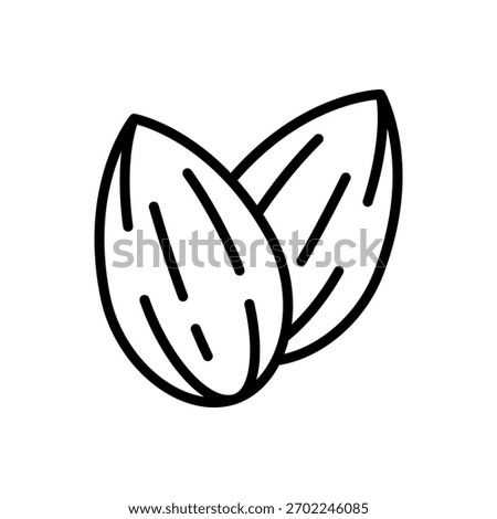 Pair of Almond Nuts Outline Icon Vector Illustration