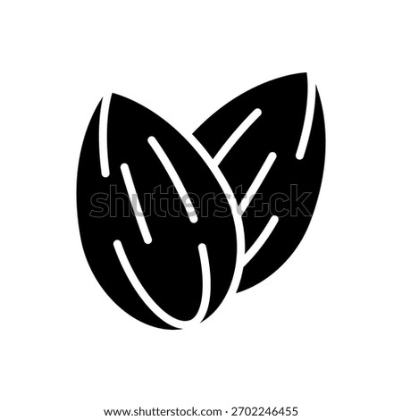 Pair of Almond Nuts Silhouette Icon Vector Illustration