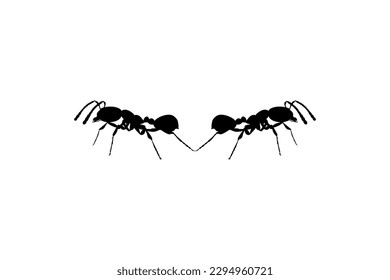 Pair of the Ant Silhouette for Art Illustration, Logo, Pictogram, Website, or Graphic Design Element. Vector Illustration