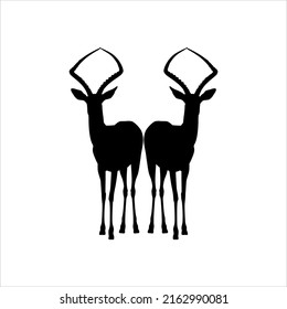 Pair of the Antelope Silhouette for Logo Type, Art Illustration, Pictogram, Apps, Website, or Graphic Design Element. Vector Illustration