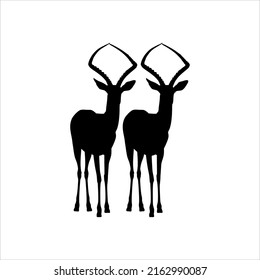 Pair of the Antelope Silhouette for Logo Type, Art Illustration, Pictogram, Apps, Website, or Graphic Design Element. Vector Illustration