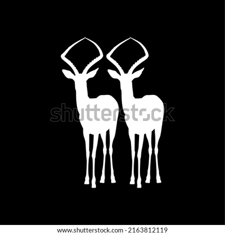 Pair of the Antelope Silhouette for Logo Type, Art Illustration, Pictogram, Apps, Website, or Graphic Design Element. Vector Illustration