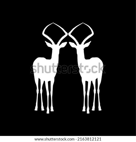 Pair of the Antelope Silhouette for Logo Type, Art Illustration, Pictogram, Apps, Website, or Graphic Design Element. Vector Illustration