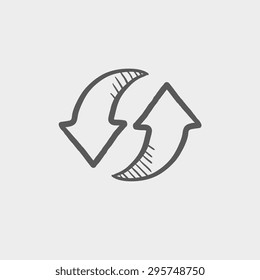 Pair of Pfeil Sketch Symbol für Web und Mobile. Hand gezeichnete, dunkelgraue Vektorsymbol auf hellgrauem Hintergrund.