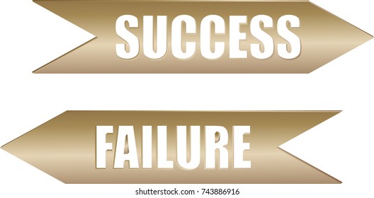 A pair of arrows indicating success and failure in bronze