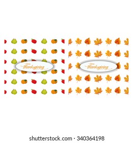 Pair of backgrounds with text for thanksgiving day