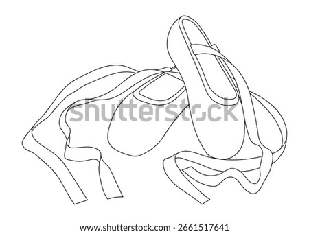 Pair of ballet shoes - hand drawn black and white vector illustration.
