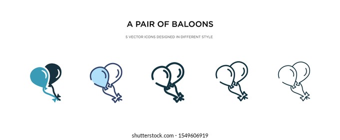 a pair of baloons of hearts icon in different style vector illustration. two colored and black a pair of baloons hearts vector icons designed in filled, outline, line and stroke style can be used
