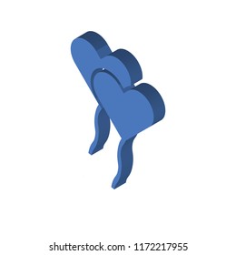 a pair of baloons of hearts isometric left top view 3D icon