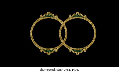 A pair of bangle bracelet with golden texture on a black background—women jewellery