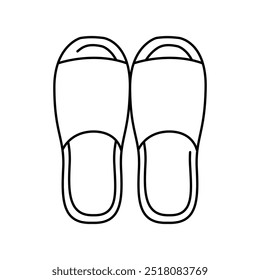 Pair of bath slippers line icon. Vector isolated element. Editable stroke.