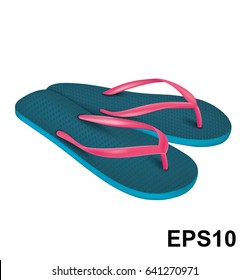 A pair of beach Flip-flops. Vector illustration