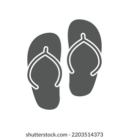 A pair of Beach sandals, blue slippers for summer vacation. Comfortable slipper Footwear at seaside. Flip, flop, sendal, summer time vacation icon Vector illustration filled outline style EPS 10