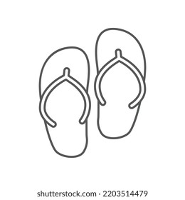 Un par de sandalias de playa y zapatillas azules para las vacaciones de verano. Calzado de zapatillas cómodo a orillas del mar. Voltear, flop, sendal, icono de vacaciones de verano Icono de ilustración del vector estilo de contorno relleno EPS 10